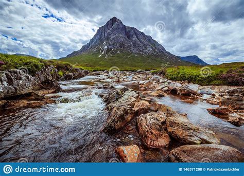 Beautiful River Mountain Landscape Scenery In Glen Coe Scottish Highlands Scotland Stock Photo