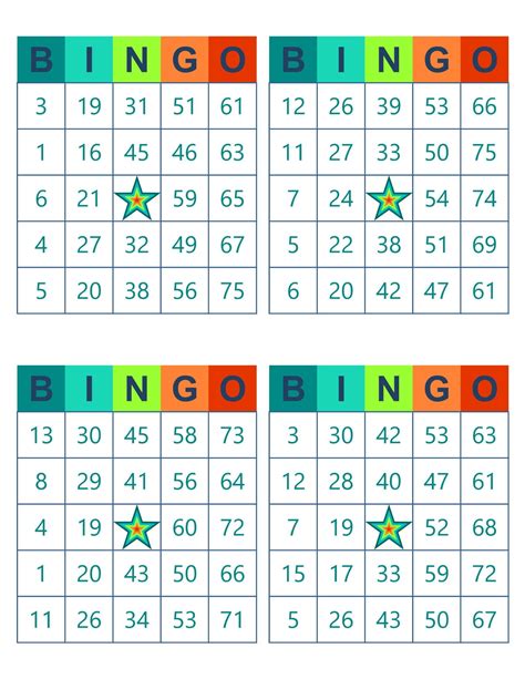 Bingo Cards 1000 Cards 4 Per Page Instant Pdf Download S2 Etsy