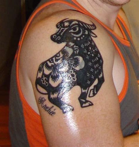 Ox bone tattoo design, tattoo idea from blue whale ink design by _park_tae_ work in korea, seoul, hongdae kakao: Chinese Ox Zodiac - Pre Colour tattoo