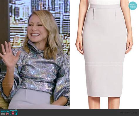 Wornontv Kellys Metallic Blouse And Pencil Skirt On Live With Kelly