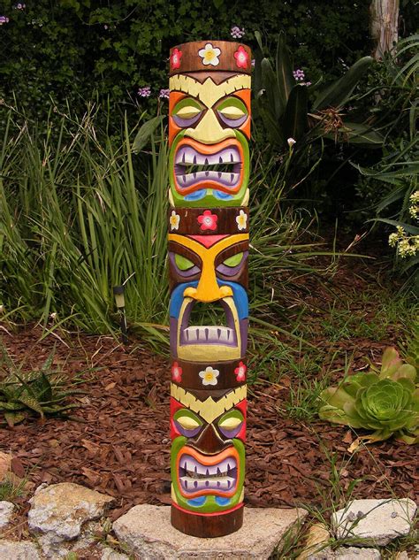 Tiki Mask Set Tiki Totem Face Tribal Tiki Statue Wood Wall Mask