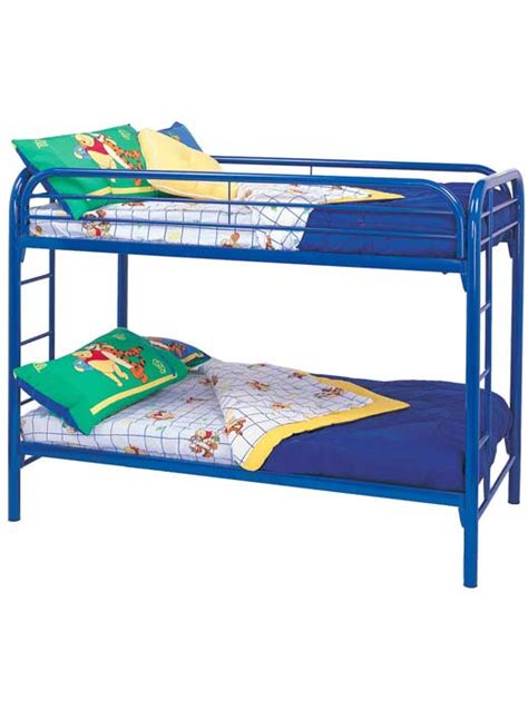 Metal Bunk Bed In Blue Finish Affordable Portables