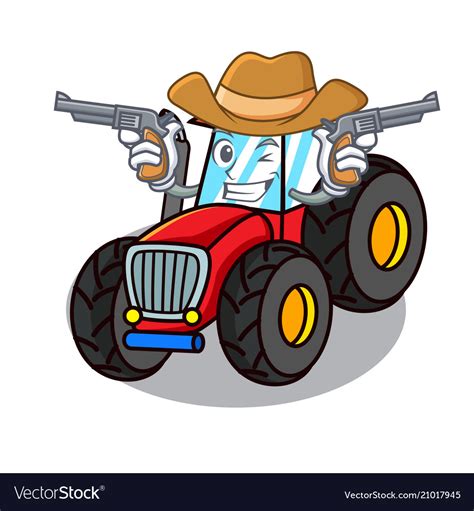 Cowboy Tractor Character Cartoon Style Royalty Free Vector