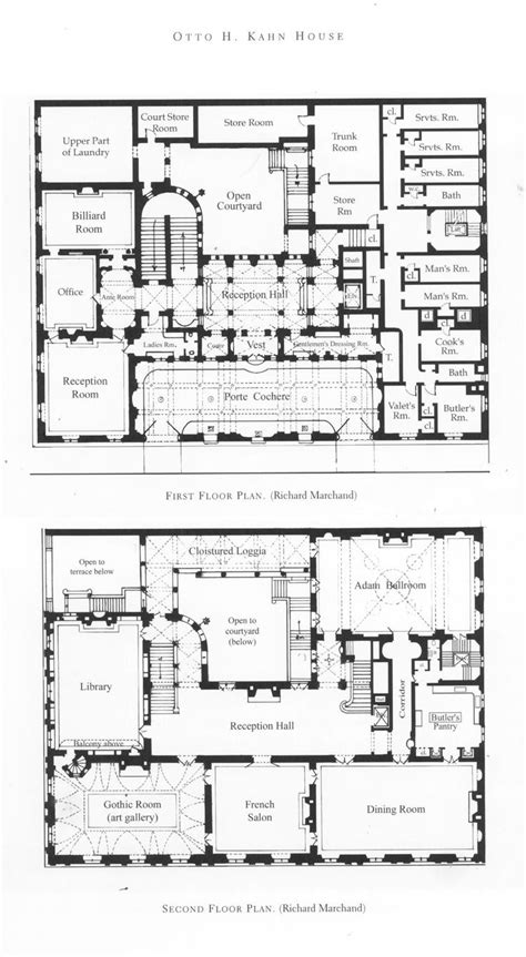 Otto Kahn Mansion 1st And 2nd Floors Mansion Floor Plan