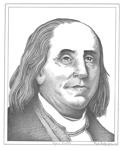 Benjamin Franklin Original Drawing On Bristol Vellum Board Etsy