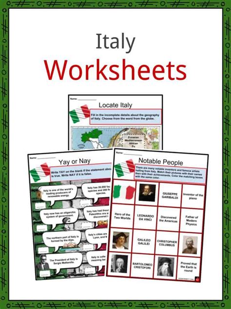 Italy Worksheets And Facts I Geography History Politics People