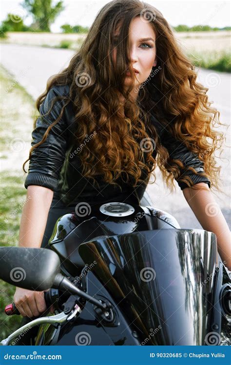 Sexual Biker Woman With Her Sport Motorcycle Stock Image Image Of Lifestyle Adult 90320685