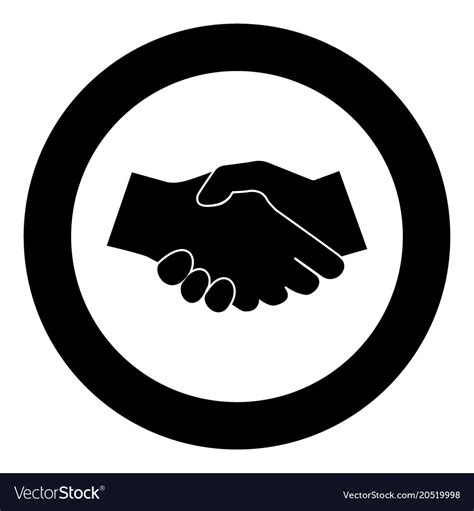 Business Handshake Icon Black Color In Circle Vector Image