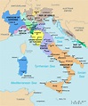 Map of Italy regions: political and state map of Italy