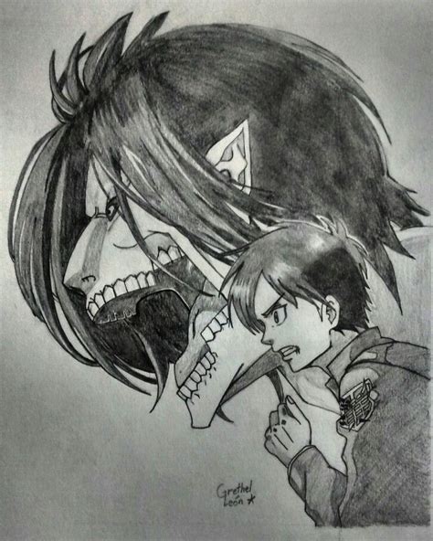 Eren Jaeger Y Su Titan De Shingeki No Kyojin Dibujo A Lápiz Dibujos Como Dibujar Ojos Anime