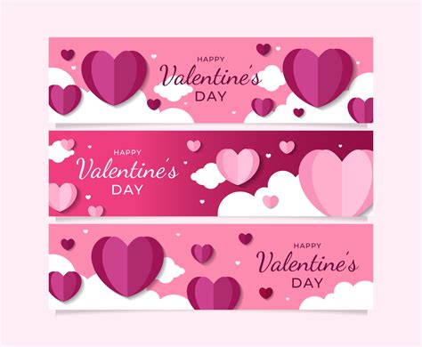 Valentines Day Hearts Banners Set Design