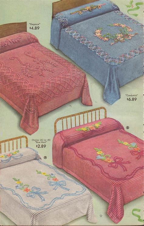 2 vintage sears hotel full bedspread boho print. 48 best images about Chenille bedspreads on Pinterest ...