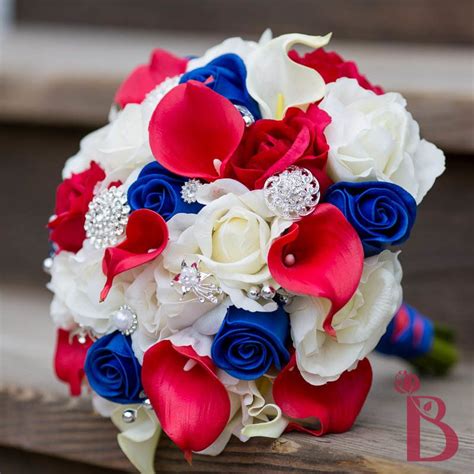 Red White Blue Real Touch Wedding Bouquet Red White Blue Wedding Red