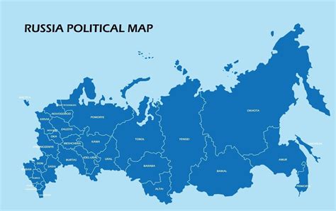 Russia Political Map Divide By State Colorful Outline Simplicity Style