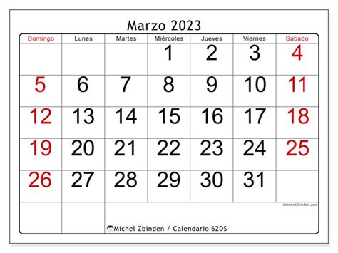 Calendario Marzo De 2023 Para Imprimir “504ds” Michel Zbinden Ve