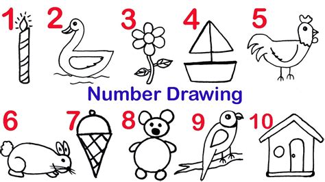 How To Draw Pictures Using Numbers 1 To 10 Number Drawing Easy Step