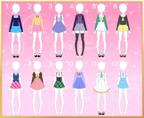 adoptable uniforms closed by mappymaples on deviantart drawing anime clothes anime outfits