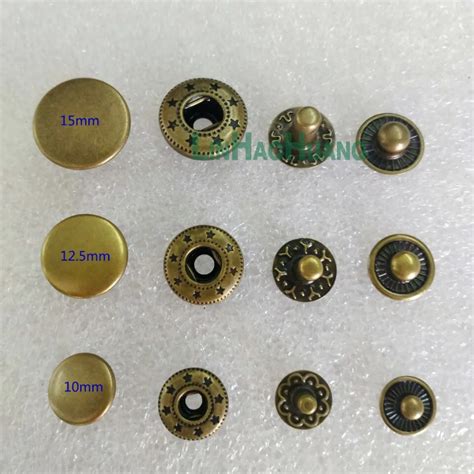 Wholesale 100pcslot 4 Part Brass Metal Button Spring Snap Button Snap