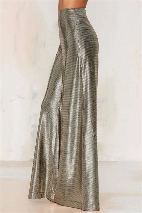 Nasty Gal Hot And Gold High Waisted Metallic Pants Lyst