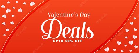 Free Vector Red Valentines Day Deals Banner With Hearts Decoration