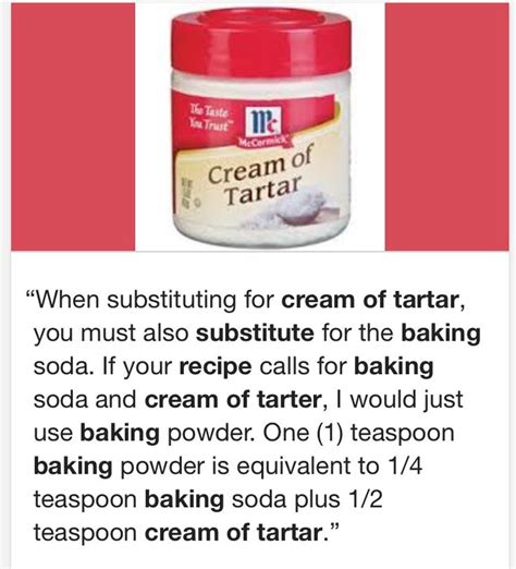 Includes half & half, light cream, heavy cream, sour cream, and whipped cream. Cream of tartar substitute | Baking soda cream, Cooking ...
