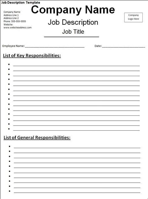 Recruitment Forms And Templates Job Description Template Job