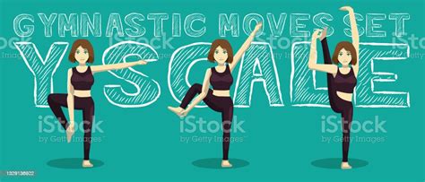 gymnastic moves set yscale manga cartoon vector illustration stok vektör sanatı and aktif hayat