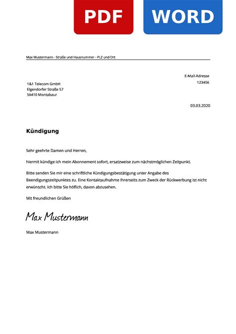 Unbefristete arbeitsverträge in der schweiz haben typischerweise. 1&1 ProfiSeller kündigen - Muster Vorlage zur Kündigung