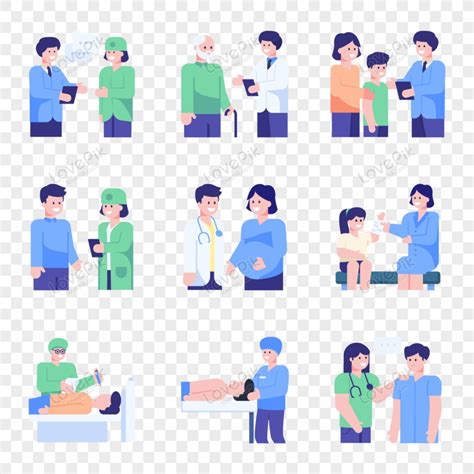 Médico Con Los Pacientes Iconos De Concepto Plano Png Imágenes Gratis