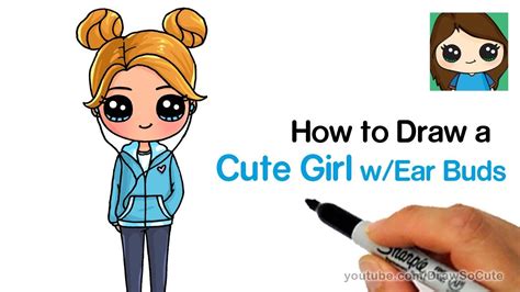 How To Draw A Cute Girl Wear Buds Easy Youtube