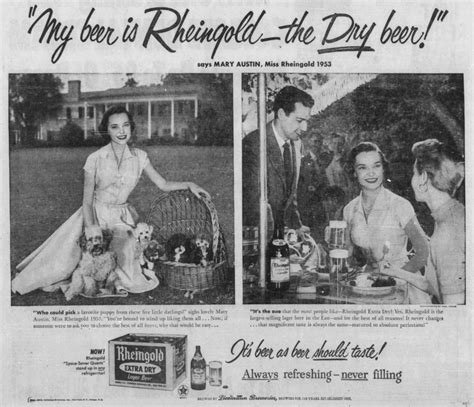 Beer In Ads 4244 Miss Rheingold 1953 On The Plantation Brookston