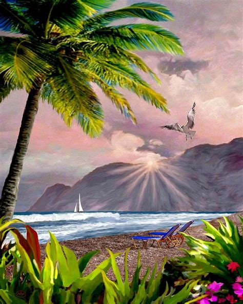 Hawaii Sunset Painting By Ron Chambers