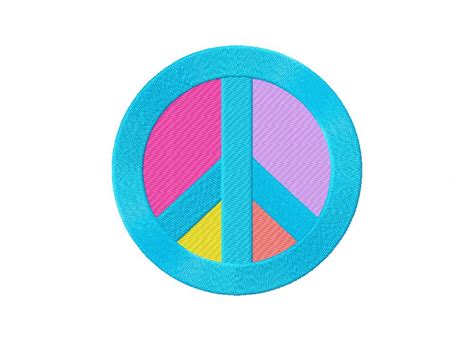 Colorful Peace Sign Machine Embroidery Design Daily Embroidery