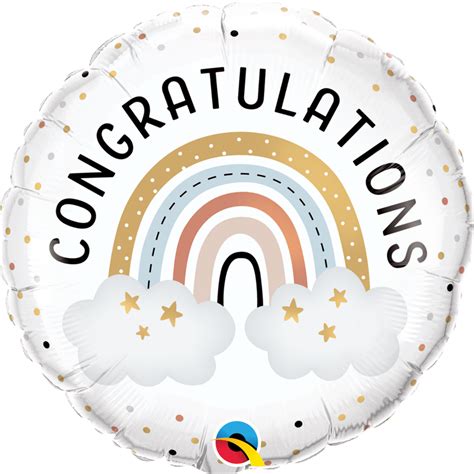 Congratulations Boho Rainbow 18 Foil Round Balloon