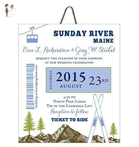 Ski Pass Mountain Wedding Skis And Trees Gondola Wedding Invitation