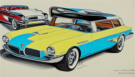 1955 Pontiac Firebird Station Wagon Concept As Drawn Stable Diffusion