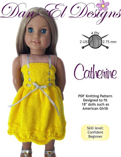 Dan El Designs Catherine Doll Clothes Knitting Pattern 18 Inch American Girl Dolls