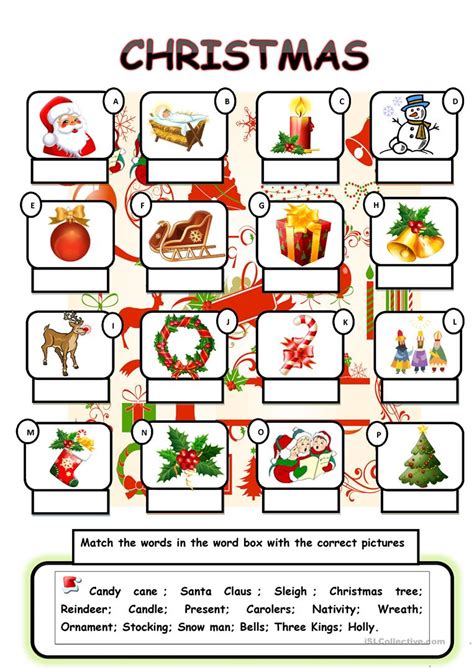 A worksheet that covers vocabulary related to the santa claus story such as reindeer and sleigh. christmas vocabulary - English ESL Worksheets for distance ...