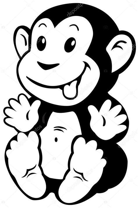 Free cliparts that you can download to you computer and use in your designs. Cartoon monkey black white — Stock Vector © insima #43030803