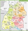 Administrative divisions map of Baden-Württemberg