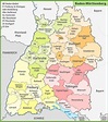 Administrative divisions map of Baden-Württemberg - Ontheworldmap.com