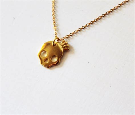 Gold Skull Necklace Gold Skull Pendant Small Skull Necklace