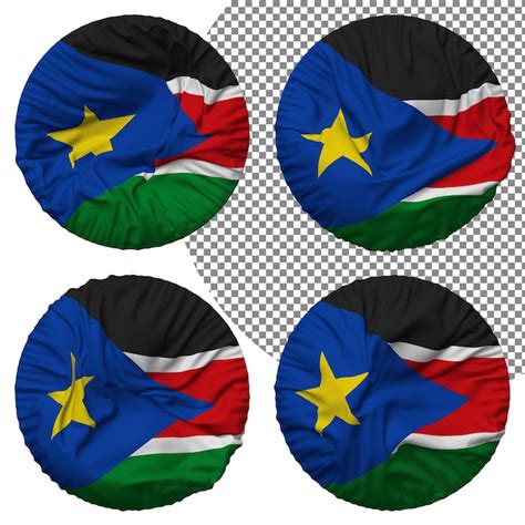 bandera de sudán del sur forma redonda aislada diferentes estilos de ondulación textura de