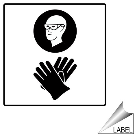 Ppe Safety Glasses Gloves Symbol Label Sticker White Reflective