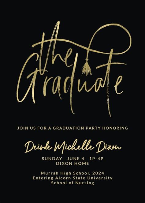 Golden Typography Graduation Party Invitation Template Free