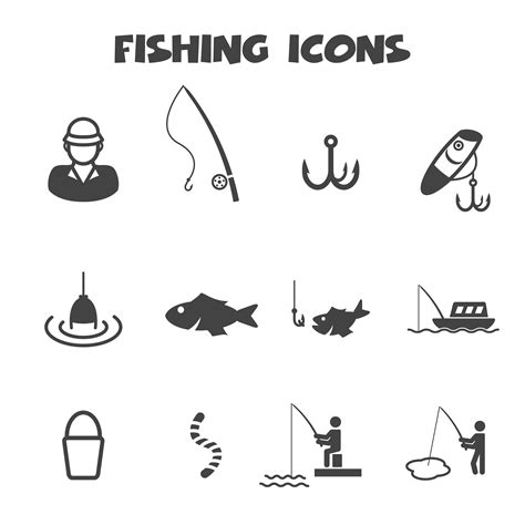 Fishing Icons Symbol 633404 Vector Art At Vecteezy