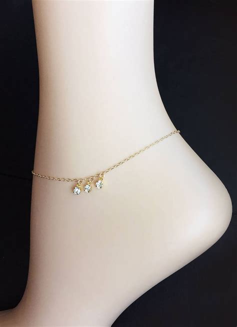 Gold Bridal Anklet Cz Crystal Anklet Crystal Ankle Etsy