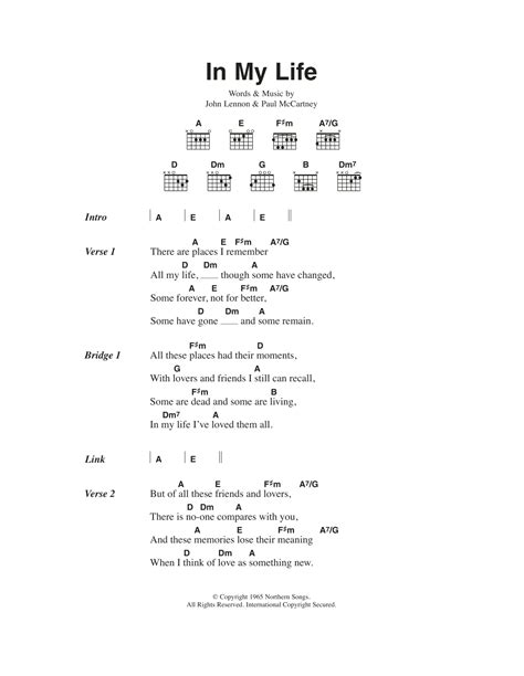 In My Life By The Beatles Guitar Chords Lyrics Guitar Instructor