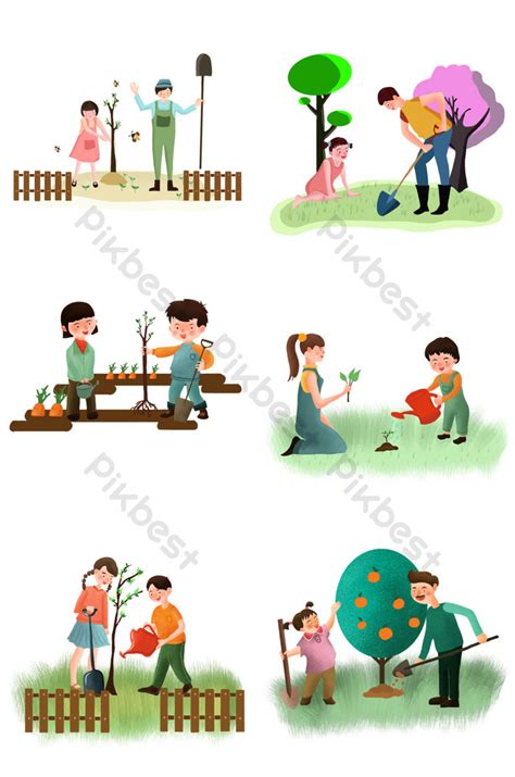 Everyone Plant A Tree Illustration Collection Png Images Psd Free