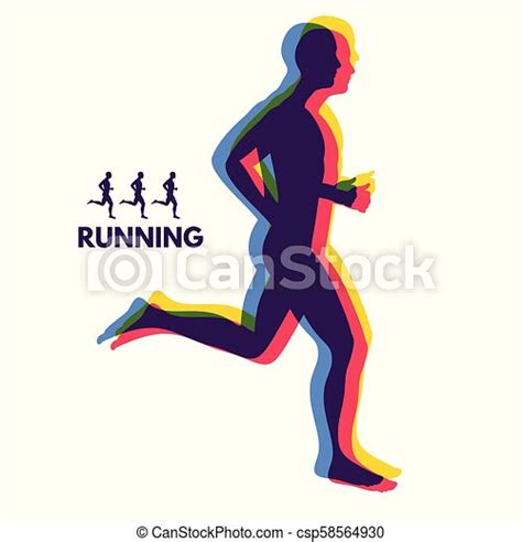 Silhouette Of A Running Man Design For Sport Emblem For Marathon And